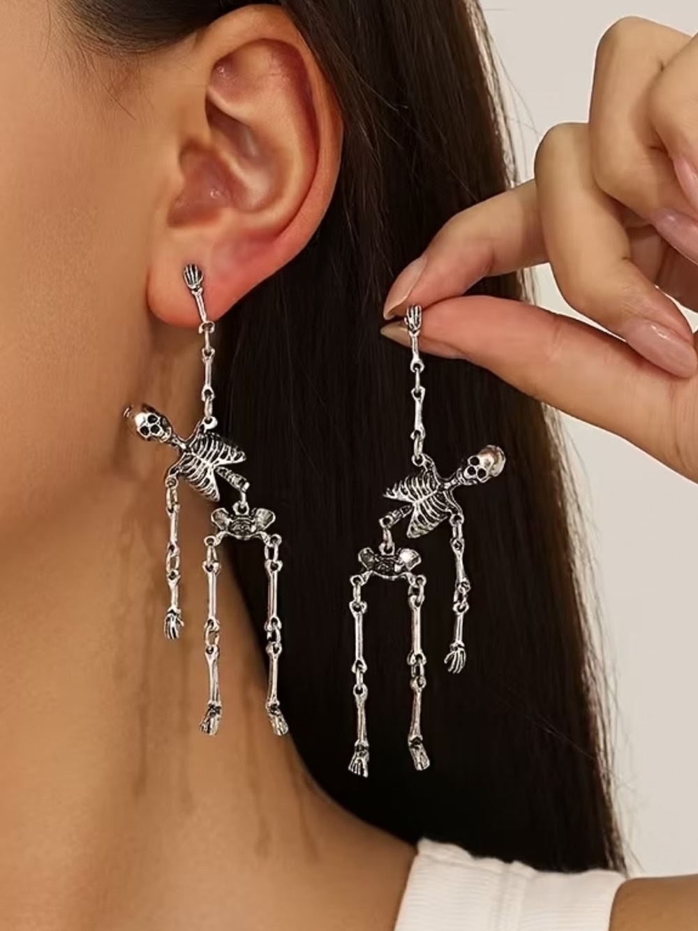 NEW* Silver,  Skeleton Dangle, Hanging Earrings. Halloween, Party